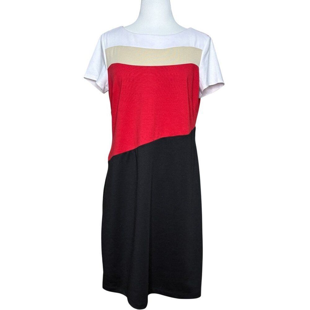 Perceptions New York Color Block Dress Short Sleeve Size Medium